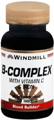 Windmill B-Complex Tablets with Vitamin C and Iron 100 Tablets (Pack of 4)