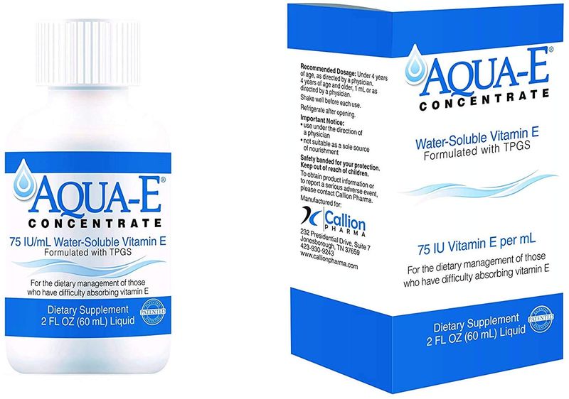 Aqua-E Concentrate 75 IU/ml, 60 ml Bottle, Water-Soluble Liquid Vitamin E