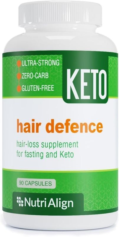 Nutri-Align Hair Defence Biotin Complex for Keto and Fasting | 90 Capsules | High Strength Hair Growth Biotin - 2500mcg Biotin per Capsule | Vitamin A, Folic Acid &amp; Calcium