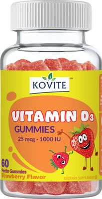 Kovite Kosher Childrens Vitamin D3 Chewable Gummies 1000 IU - Berry Flavor - 60 Gummies