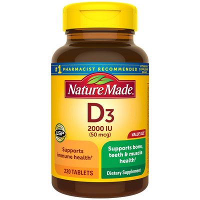 Vitamin D3, 220 Tablets, Vitamin D 2000 IU (50 mcg) Helps Support Immune Health, Strong Bones and Teeth, &amp; Muscle Function, 250% of Daily Value for Vitamin D in One Daily Tablet