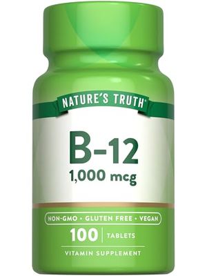 Nature&#39;s Truth B12 Vitamin 1000 mcg | 100 Tablets | Vegan, Non-GMO &amp; Gluten Free Supplement