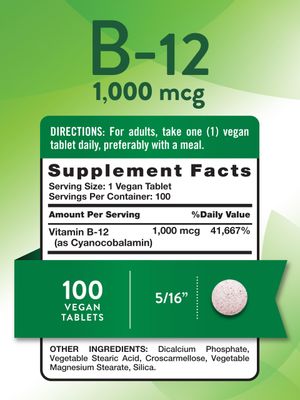Nature's Truth B12 Vitamin 1000 mcg | 100 Tablets | Vegan, Non-GMO &amp; Gluten Free Supplement