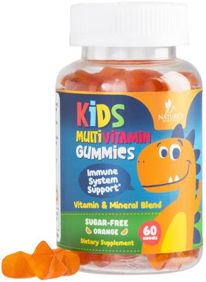 Vitamins for Kids Multivitamin Gummy, Childrens Vitamins Sugar-Free, Overall Health &amp; Immune Support, Vitamin C, B6, B12, D3 &amp; Zinc, Chewable Kids Multi Supplement, Orange Flavor, Non-GMO - 60 Gummies