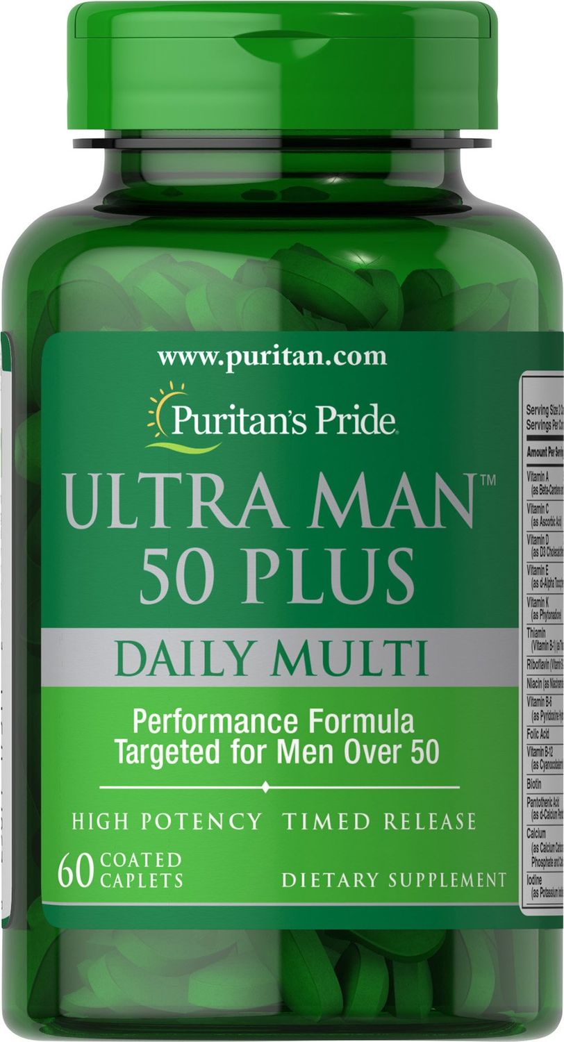 Puritan&#39;s Pride High Potency Ultra Man 50 Plus Coated Caplets, 60 Count