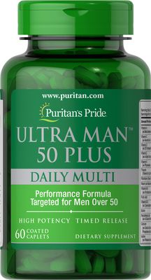 Puritan&#39;s Pride High Potency Ultra Man 50 Plus Coated Caplets, 60 Count