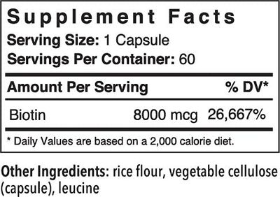 Patient One Biotin 8mg | Supplement to Support Hair, Skin and Nail Health* | 60 Capsules
