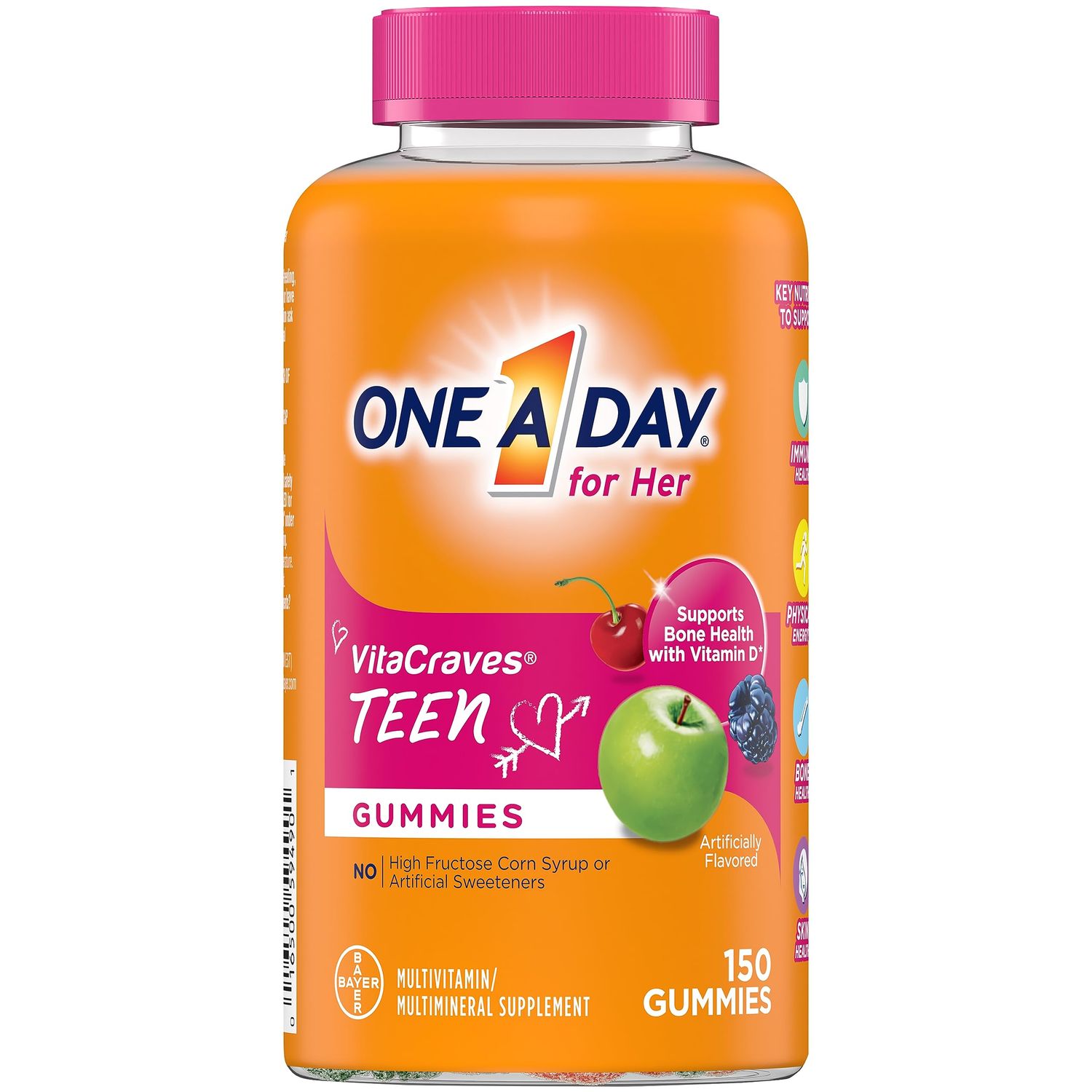 One A Day Teen for Her Multivitamin Gummies, Gummy Multivitamins with Vitamin A, C, D, E and Zinc for Immune Health Support, Physical Energy &amp; more, 150 Count
