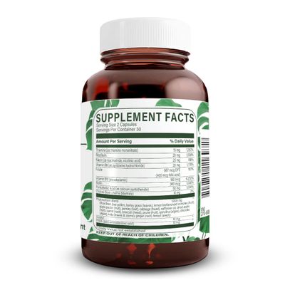 Natural Nutra Vitamin B Complex with Niacin, Folate, Thiamin, Biotin, Supports Nervous System Health, Skin, Eyes and Hair Health, Whole Food Supplement, 60 Vegetarian Capsules
