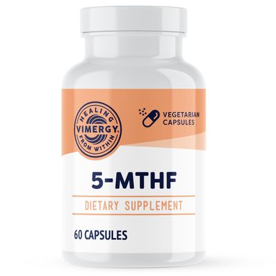 Vimergy 5-MTHF Capsules- Supports Brain &amp; Cardiovascular Health* - Promotes Energy Production* - Kosher, Vegan &amp; Gluten-Free - (60 ct.)