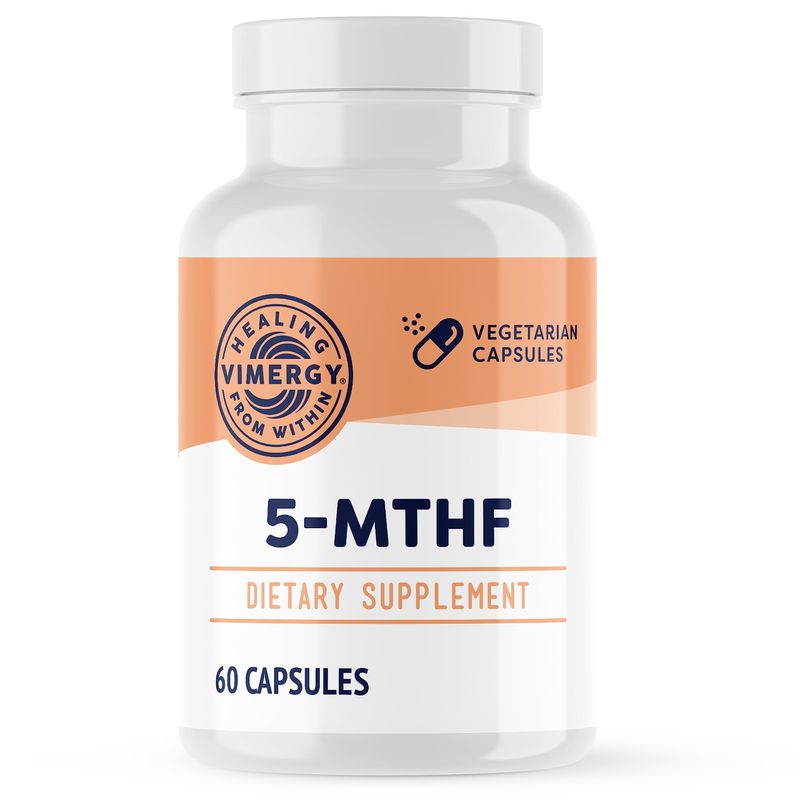 Vimergy 5-MTHF Capsules- Supports Brain &amp; Cardiovascular Health* - Promotes Energy Production* - Kosher, Vegan &amp; Gluten-Free - (60 ct.)