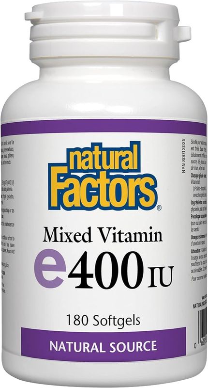Natural Factors, Mixed Vitamin E 400 IU, Antioxidant Support for Cardiovascular and General Health, 180 softgels (180 servings)