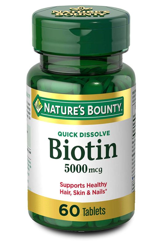 Biotin by Nature's Bounty, Vitamin Supplement, Supports Metabolism for Cellular Energy and Healthy Hair, Skin, and Nails, 5000 mcg, 60 Quick Dissolve Tablets