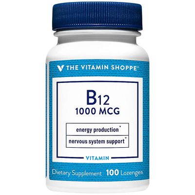 Vitamin B12 1,000mcg - Supports Energy Production, Once Daily Dietary Supplement - Vitamin B-12 (As Cyanocobalamin), Gluten &amp; Dairy Free (100 Lozenges) by The Vitamin Shoppe