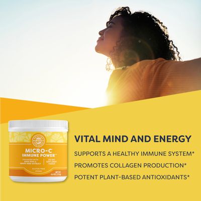 Vimergy Micro-C Immune Power TM* - Travel Size, 69 1000mg Servings - Gentle Form - Antioxidant Phytonutrients - Immune &amp; Nerve Support - Benefits Bone &amp; Cartilage - Gluten-Free, Kosher, Vegan (125g)