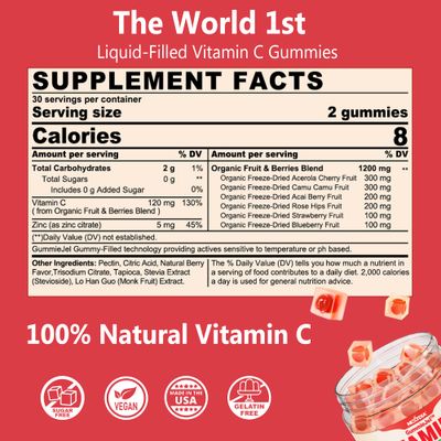 (2 Pack) Whole Food Vitamin C Gummies for Adults &amp; Kids, Zero Sugar, Natural Antioxidants, Bioflavonoids, Organic Vitamin C Supplement for Immune &amp; Collagen Support, High Absorption, Vegan, Chewable