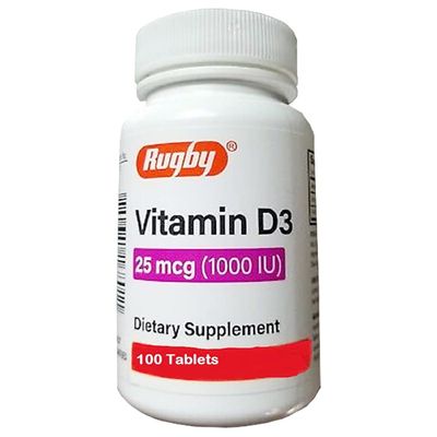 Rugby Vitamin D3, 25 mcg (1,000 IU) - Dietary Supplement - 100 Tablets