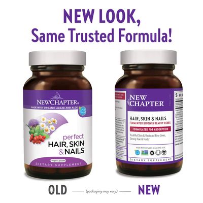 New Chapter Hair Skin &amp; Nails Vitamins with Fermented Biotin+astaxanthin Vegetarian Capsule, 30 Count (Pack of 1)