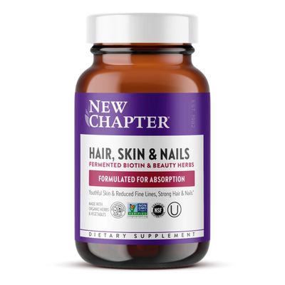 New Chapter Hair Skin &amp; Nails Vitamins with Fermented Biotin+astaxanthin Vegetarian Capsule, 30 Count (Pack of 1)