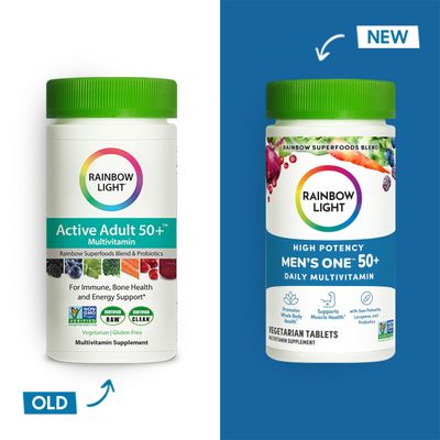 Rainbow Light Multivitamin for Men 50+, Vitamin C, D &amp; Zinc, Probiotics, Men's One 50+ Multivitamin Provides High Potency Immune Support, Non-GMO, Vegetarian, 150 Tablets
