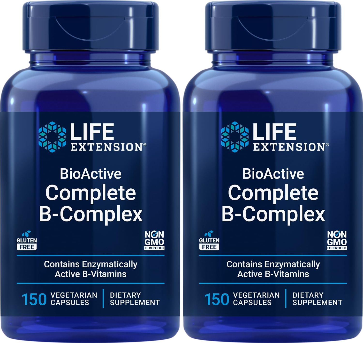 Life Extension BioActive Complete B-Complex, 150 Veg Caps (Pack of 2)