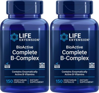 Life Extension BioActive Complete B-Complex, 150 Veg Caps (Pack of 2)