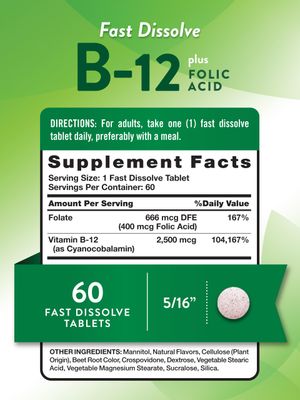 Nature's Truth B12 Vitamin | 60 Sublingual Tablets | 2500 mcg | Vegan, Non-GMO &amp; Gluten Free