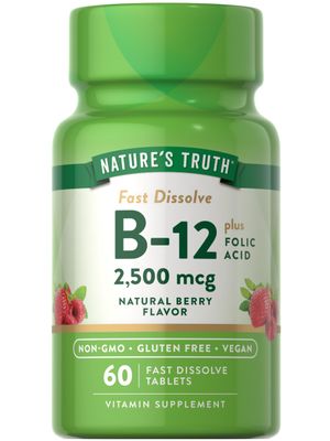 Nature&#39;s Truth B12 Vitamin | 60 Sublingual Tablets | 2500 mcg | Vegan, Non-GMO &amp; Gluten Free