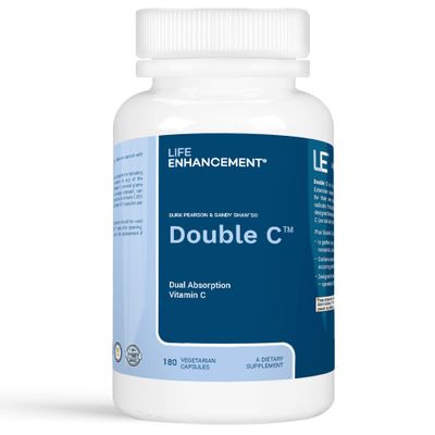 Life Enhancement Double C - Max Absorption 608 mg Buffered Vitamin C (Calcium Ascorbate and Ascorbyl Palmitate) &amp; 61 mg Calcium - 180 Capsuls