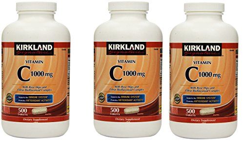 Kirkland Vitamin C with Rose Hips and Citrus Bioflavonoid Complex (1000 mg), 3 Bottles (500 Count Tablets)