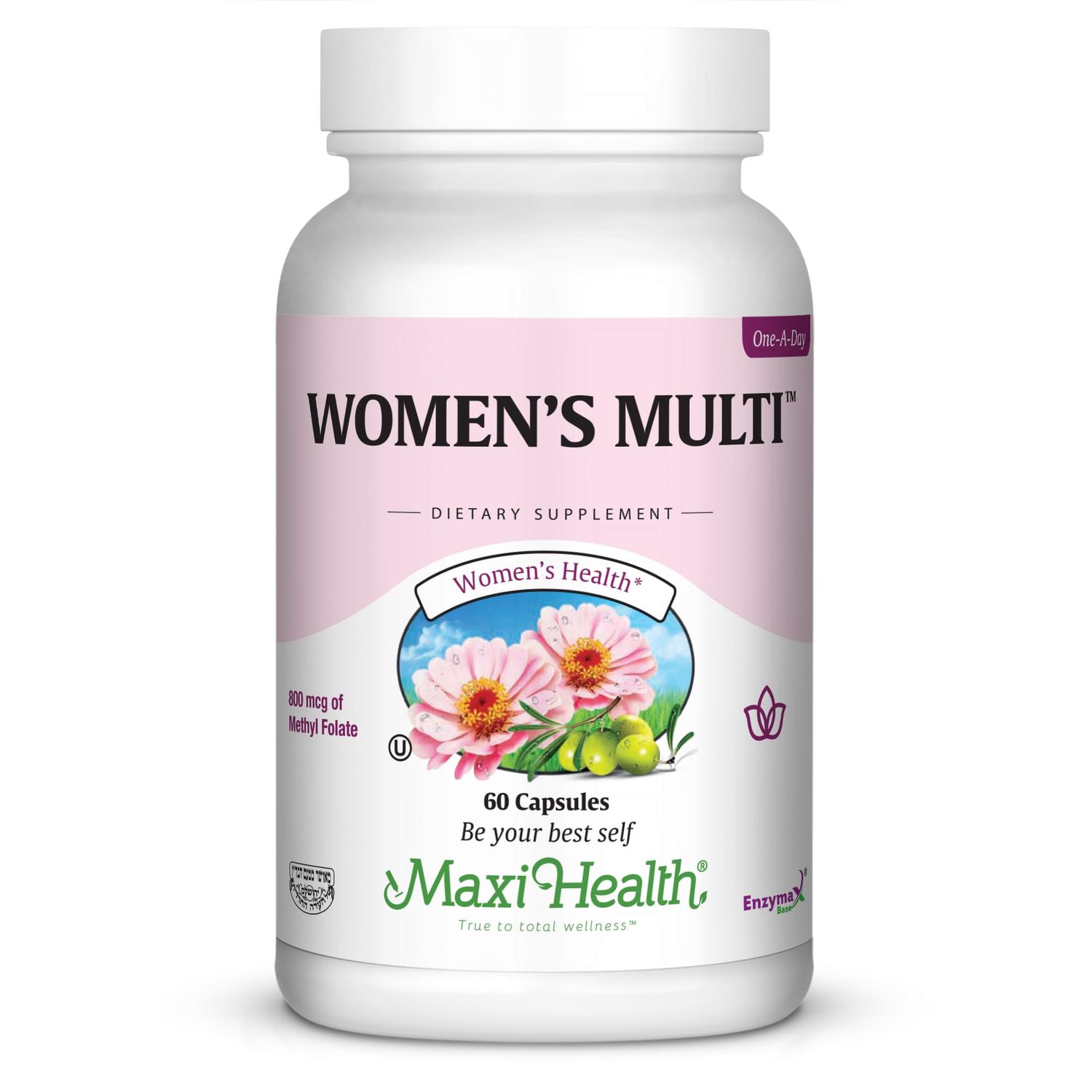 Maxi Health Women&#39;s Daily Multivitamin Biotin, Vitamins A B C D E, Calcium, Zinc, Lutein, Magnesium, Folate and More. Supports Gut Health for Women. Natural, Non-GMO, Gluten Free &amp; Dairy Free Kosher