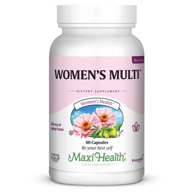 Maxi Health Women&#39;s Daily Multivitamin Biotin, Vitamins A B C D E, Calcium, Zinc, Lutein, Magnesium, Folate and More. Supports Gut Health for Women. Natural, Non-GMO, Gluten Free &amp; Dairy Free Kosher