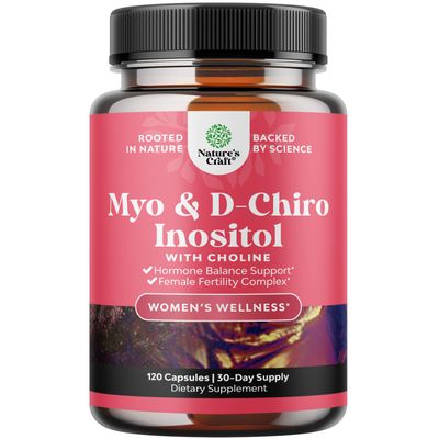 Myo-Inositol &amp; D-Chiro Inositol Capsules - Choline Inositol Supplement for Cycle and Fertility Support - Womens Hormone Balance Supplement with Myo &amp; D-Chiro Inositol Plus Choline Bitartrate