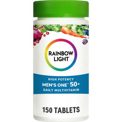 Rainbow Light Multivitamin for Men 50+, Vitamin C, D &amp; Zinc, Probiotics, Men&#39;s One 50+ Multivitamin Provides High Potency Immune Support, Non-GMO, Vegetarian, 150 Tablets
