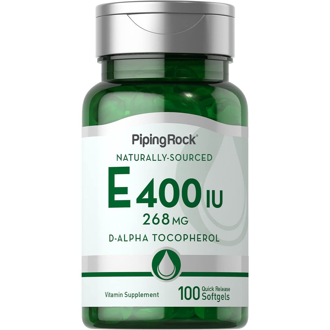 Piping Rock Vitamin E 400 IU Softgels | 268mg | 100 Softgel Capsules | D-Alpha Tocopherol | Non-GMO, Gluten Free Supplement