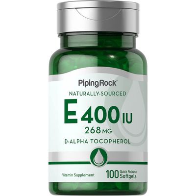 Piping Rock Vitamin E 400 IU Softgels | 268mg | 100 Softgel Capsules | D-Alpha Tocopherol | Non-GMO, Gluten Free Supplement