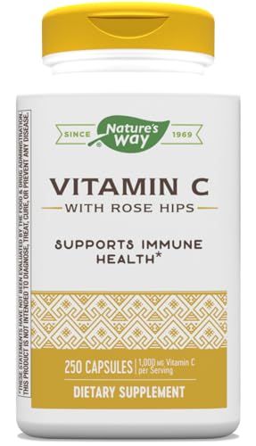 Nature&#39;s Way Vitamin C with Rose Hips - Powerful Antioxidant Protection* - Supports Immune Function* - Strengthens Collagen for Healthy Skin* - Gluten Free - 250 Capsules