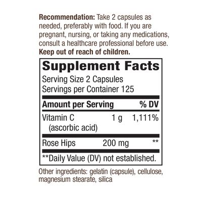 Nature's Way Vitamin C with Rose Hips - Powerful Antioxidant Protection* - Supports Immune Function* - Strengthens Collagen for Healthy Skin* - Gluten Free - 250 Capsules