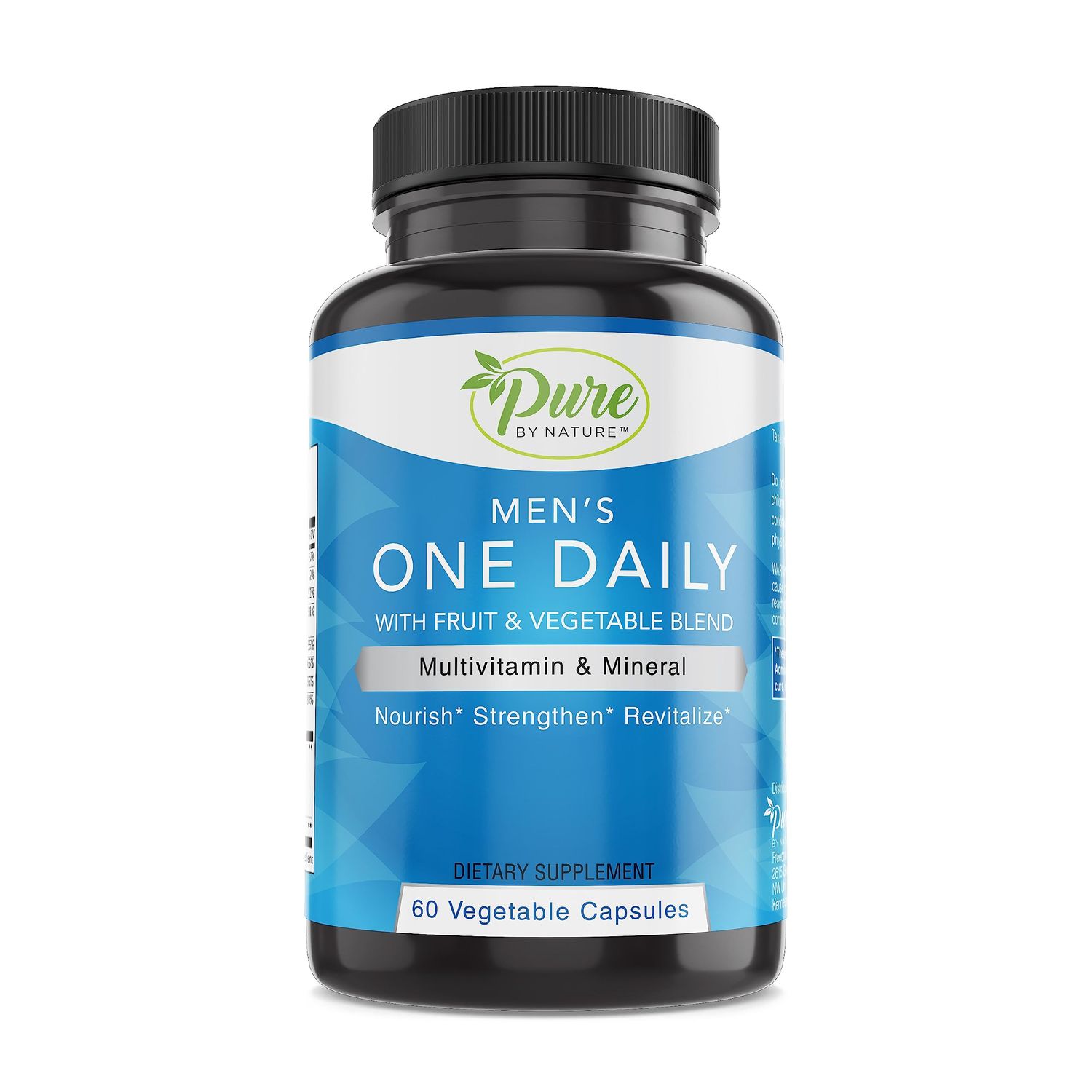 Pure By Nature One-Daily Multivitamin for Men, Immune Support Supplement with Non-GMO Ingredient, Vitamin &amp; Minerals for Energy, 60 Veggie Capsules
