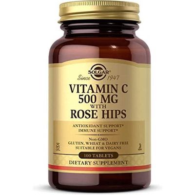 Solgar Vitamin C 500 mg with Rose Hips - 100 Tablets - Antioxidant &amp; Immune Support - Non-GMO, Vegan, Gluten Free, Dairy Free, Kosher - 100 Servings