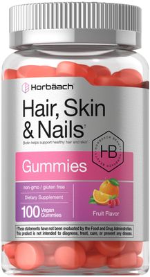 Horbach Hair Skin and Nails Gummies | 100 Count | with Biotin | Fruit Flavored Vitamins | Non-GMO, Gluten Free Supplement