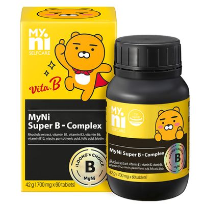 myni Super B Care (60 Tablets, 30 Days) - Daily Vitamin B Complex Supplement for Vitality Boost. Entire Family, Easy-to-Swallow. Rhodiola Extract.