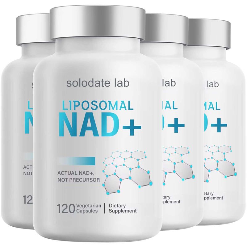 solodate lab Liposomal NAD Supplement, Highest NAD+ Potency for Anti-Aging, Energy, Focus - 4 Pack