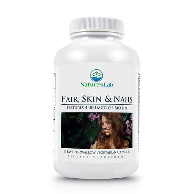 Nature&#39;s Lab Hair Skin and Nails - Biotin, BCAA, MSM, Vitamin Complex - 90 Ct (90 Day Supply)