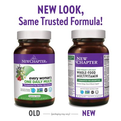 New Chapter Every Woman's One Daily, Women's Multivitamin Fermented with Probiotics + Iron + B Vitamins + Vitamin D3 + Organic Non-GMO Ingredients, 24 Count