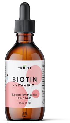 Pure Biotin Liquid Drops 10000mcg - Biotin (B7) Max. Strength for Hair, Skin &amp; Nails - Vitamin C (8mg) - Women &amp; Men - 60 Day Supply / 2.0 Fl. (60ml)