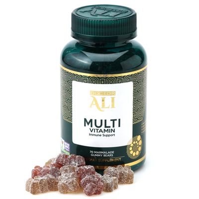 DOCTOR ALI Natural Multivitamin Gummies | Organic Daily Gummies with Vitamin A, C, &amp; Essential Nutrients | Immune Support, Digestion, Brain &amp; Vision Health | Gluten-Free | Gelatin-Free | 70 Count