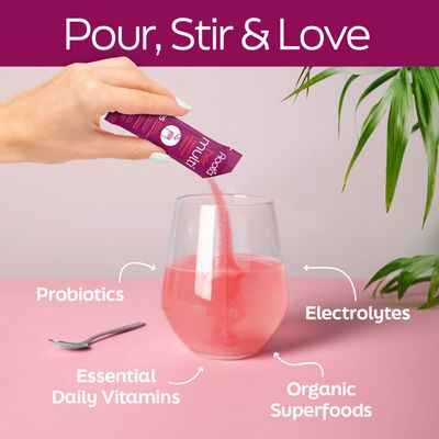 Root'd Multivitamin Powder for Women - 25 Vitamins & Minerals with 3X Electrolytes, 9 Organic Superfoods, Probiotics & Enzymes, Sugar-Free Multivitamin & Hydration | 15 Vitamin Drink Mix Packets