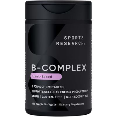 Sports Research Vitamin B-Complex - Full Spectrum of B Vitamins - Plant-Based Vegan-Friendly Formula - 120 Veggie Softgels