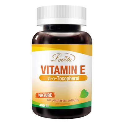 Lovita Vitamin E 400 IU Softgels, Natural Vitamin E 268 mg (as D Alpha Tocopherol), Vegan Vitamin E for Healthy Skin, Hair, Nails &amp; Immune System Support, 60 Vegetarian Softgels
